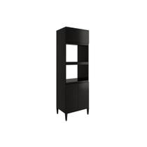 Paneleiro de Cozinha Modulado Alpha 2511 Torre Quente c/ 2 Fornos 3 Portas 70cm Preto - Carraro