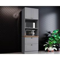 Paneleiro de Cozinha Modulado Americana c/ 2 Portas e 2 Gavetas (2 Fornos) 71.5cm Cinza/Nature - Henn