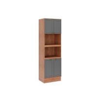 Paneleiro de Cozinha Modulado Bella 2616 Torre Quente c/ 2 Fornos 4 Portas 70cm Nogal/Cinza - Carraro
