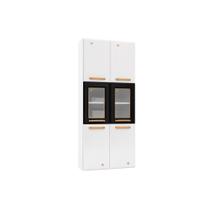 Paneleiro de Cozinha Modulado Diamante 6 Portas c/ Vidro 70cm Branco/Preto - Telasul