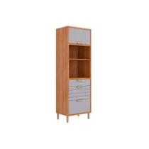 Paneleiro de Cozinha Modulado Eloise c/ 2 Portas Basculantes Riscadas 1 Nicho p/ Forno e 2 Gavetas 70 cm Cinamomo/Platina - MGM