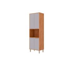 Paneleiro de Cozinha Modulado Esplêndida Torre Quente c/ 4 Portas e 1 Nicho p/ Forno 70cm Cinamomo/Platina - MGM