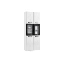 Paneleiro de Cozinha Modulado Rubi 6 Portas (2 c/ Vidro) Branco/Preto - Telasul