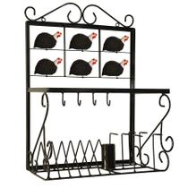 Paneleiro de Parede Escorredor de Pratos, Copos e Talheres de Ferro