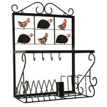 Paneleiro de Parede Escorredor de Pratos, Copos e Talheres de Ferro