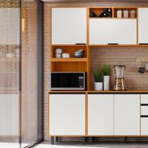 Paneleiro Duplo 2 Portas com Nicho para Micro-Ondas Ravena Bege/Freijo/Off Acetinado Paneleiro Duplo 2 Portas com Nicho para Micro-Ondas Ravena Bege/Freijo/Off Acetinado