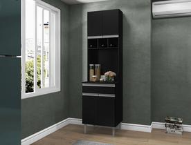 Paneleiro Duplo Balcão Compacto Andreia Ajl Móveis - Preto