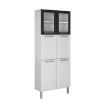Paneleiro Duplo c/Vidro Cozinhas Itatiaia Tarsila - 6 Portas - Branco c/ Preto Paneleiro Duplo c/Vidro Cozinhas Itatiaia Tarsila - 6 Portas - Branco c/ Preto