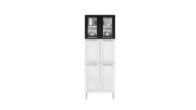 Paneleiro Duplo c/Vidro Cozinhas Itatiaia Tarsila - 6 Portas - Branco c/ Preto