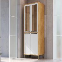 Paneleiro Duplo com 4 Portas e Vidro Reflecta 100% Mdf Vicenza Espresso Móveis