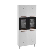 Paneleiro Duplo De Aço 80cm Regina Glass Cr6133 Branco preto