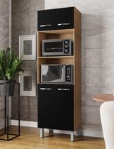 Paneleiro Duplo Mara 4 Portas - Savana/Preto Móblis