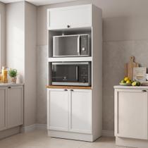 Paneleiro Duplo Torre Quente 3 Portas 2 Nichos para Micro-Ondas 213x70cm Unna Yescasa Branco