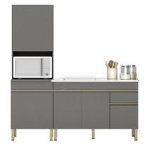 Paneleiro e Balcão Gabinete com Pia 150cm Lina K02 Gris - Mpozenato