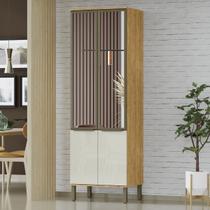 Paneleiro e Cristaleira para Cozinha com Armário de Vidro 4 Portas - Verace Marrocos/Off White