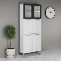 Paneleiro em Aço 6 Portas 2 Portas de Vidro 80cm Dobradiças Slow Motion Tarsila Itatiaia