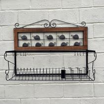 Paneleiro Escorredor de Prato Ferro e Madeira 60cm Sudeste Rústico