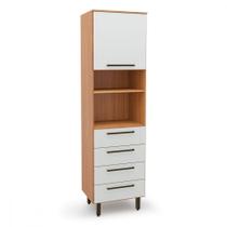 Paneleiro Evolution Plus Microondas 1 Porta 4 Gavetas Freijo com Off White Batrol