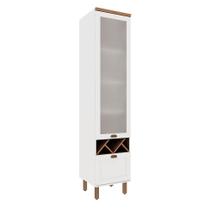 Paneleiro Iluminata com Vidro 1 PT 1 GV Branco e Ébano
