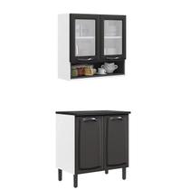 Paneleiro Itatiaia em Aço Grafite 4 Portas 2 Vidros 1 Nicho New Premium