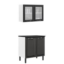 Paneleiro Itatiaia em Aço Grafite 4 Portas 2 Vidros New Premium