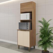 Paneleiro KIt Forno Micro 3 Portas Nogal Off/White - Raissa Móveis Sul