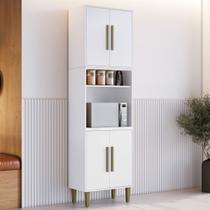 Paneleiro Lorena 4 Portas 3 Prateleiras Branco - Kaiki Móveis