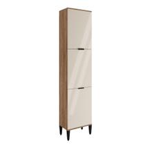 Paneleiro Miami 3 Portas 5 Prateleiras Carraro Freijó com Off White