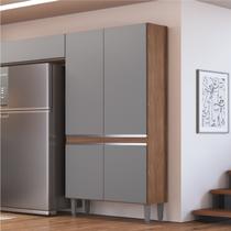 Paneleiro Modulado 4 Portas 204cm x 80,2cm x 32cm Athena Cinza/Freijo