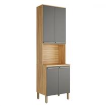 Paneleiro Napoli 4 Portas 3 Prateleiras 100% Mdf Amêndoa/Chumbo - Rio Doce Paneleiro Napoli 4 Portas 3 Prateleiras 100% Mdf Amêndoa/Chumbo - Rio Doce