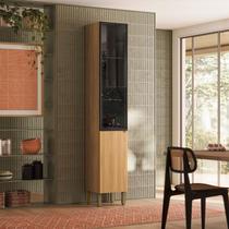 Paneleiro para Cozinha Simples Cristaleira Art Freijo / Preto