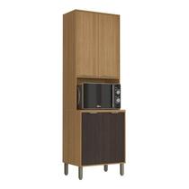 Paneleiro para Micro-Ondas com Nicho MDF 15mm Colors Marrom/Freijó/Nogueira Bourbon