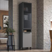 Paneleiro Simples Modulado com Vidro Fidelitá Mônaco 50cm 2 Portas Chumbo/Titânio Paneleiro Simples Modulado com Vidro Fidelitá Mônaco 50cm 2 Portas Chumbo/Titânio