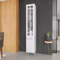 Paneleiro Simples Modulado Com Vidro Fidelitá Viena 35 Cm 2 Portas Branco