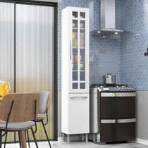 Paneleiro Simples Modulado Com Vidro Fidelitá Viena 35 Cm 2 Portas Branco