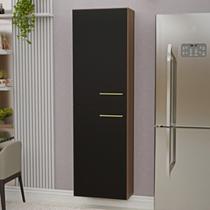 Paneleiro Suspenso Multiuso Modulado 2 Portas Cozinha Completa Compacta Aura Nogal/Preto