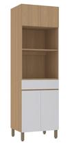 Paneleiro Torre 70 cm com 2 Nichos para Microondas 4 Portas e 1 Gaveta Slim Luciane Moveis