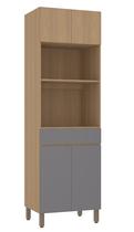 Paneleiro Torre 70 cm com 2 Nichos para Microondas 4 Portas e 1 Gaveta Slim Luciane Moveis