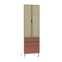 Paneleiro Torre 70cm 2 Portas com Vidro Reflecta Bronze 2 Gavetas 1 Gavetão Pérola Luciane Móveis Paneleiro Torre 70cm 2 Portas com Vidro Reflecta Bronze 2 Gavetas 1 Gavetão Pérola Luciane Móveis