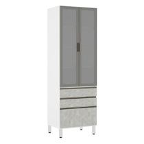 Paneleiro Torre 70Cm Prata Pérola Branco Com Concreto Paneleiro Torre 70Cm Prata Pérola Branco Com Concreto