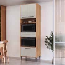 Paneleiro Torre Quente 70cm para Forno e Micro-Ondas 3 Portas 1 Gaveta Jade Colorido/Freijó/Arenas
