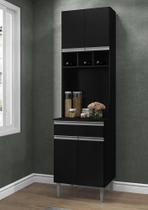 Paneleiro Torre Quente Andréia 60cm Com 4 Portas 1 Gaveta Preto Fosco Ajl