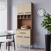 Paneleiro Torre Quente Armário de Cozinha Vic 04 Portas 01 Gaveta Savana Off White - Desk Design