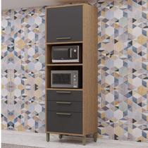 Paneleiro Torre Quente com 2 Portas 2 Gavetas e Espaço Micro-ondas 100% MDF Vicenza Espresso Móveis