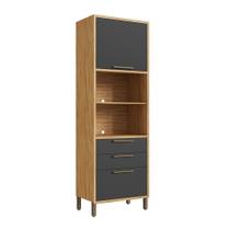 Paneleiro Torre Quente com 2 Portas 2 Gavetas e Espaço Micro-ondas 100% MDF Vicenza Espresso Móveis