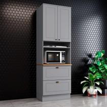 Paneleiro Torre Quente De Cozinha 1 Forno Americana Henn Cinza Com Nature Paneleiro Torre Quente De Cozinha 1 Forno Americana Henn Cinza Com Nature