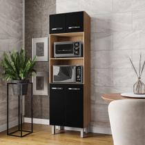 Paneleiro Torre Quente Mara 4 Portas - Savana/Preto Móblis