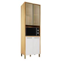 Paneleiro Torre Quente Nobre com Portas de Vidro Cinamomo Off White Valdemóveis