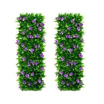 Paneles de Enrejado para Jardín Valla Extensible 200x40 cm con Flores Violetas