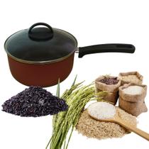 Panelinha 20cm de Arroz e Feijão Multiuso Antiaderente vermelho com Cabo e Tampa de vidro - RL